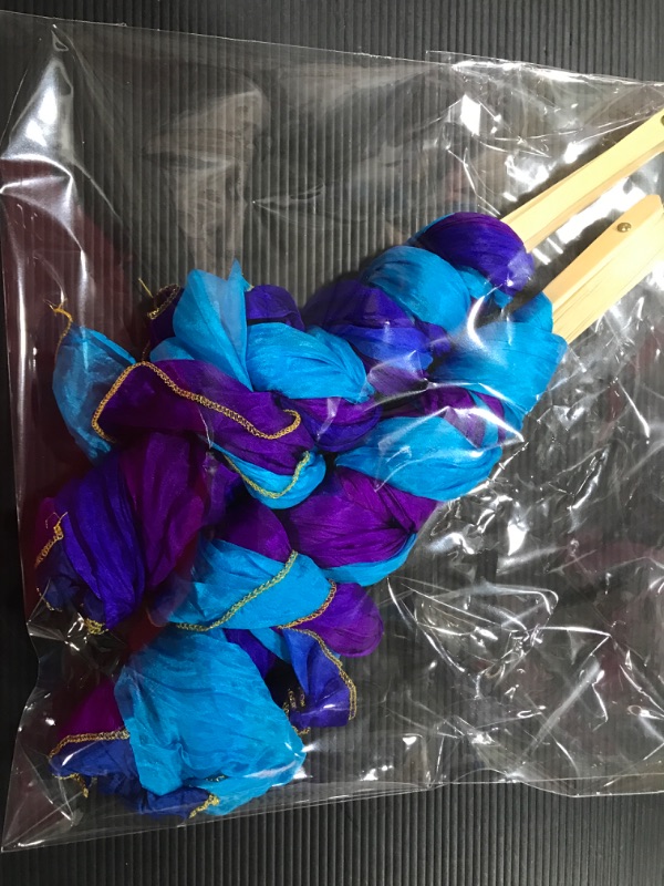 Photo 3 of [2 Pack] Danzcue Semi-transparent Silk Dancing Fan [Blue&Purple]