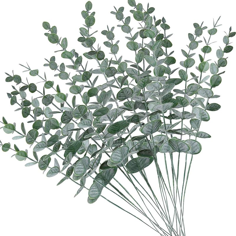 Photo 1 of AUMVEYI 20pcs Faux Eucalyptus Stems Flowers Short Artificial Eucalyptus Greenery 