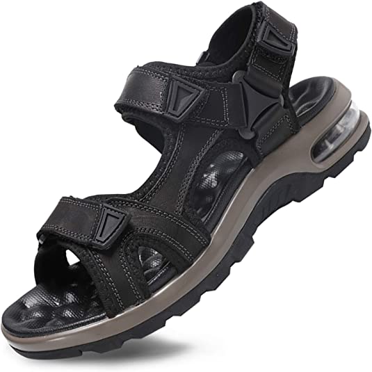 Photo 1 of [Size 13/47] Visionreast Mens Leather Sandals Open Toe Outdoor Hiking Sport Sandals Waterproof Summer Beach Shoes with Arch Support
