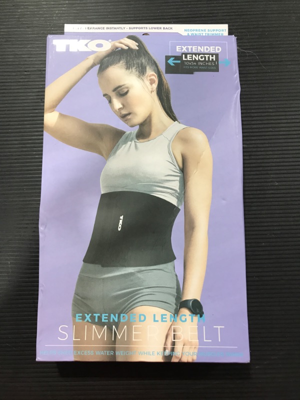 Photo 3 of [Size L] TKO Waist Trimmer L Adjustable Sweat Band for Women and Men- Neoprene Sauna Waist Trainer [Black] 10" Wide x 54" Long
