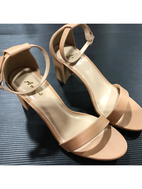 Photo 3 of [Size 9] Ankis Nude Heels for Women Open Toe Ankle Strap Chunky Heel Pump