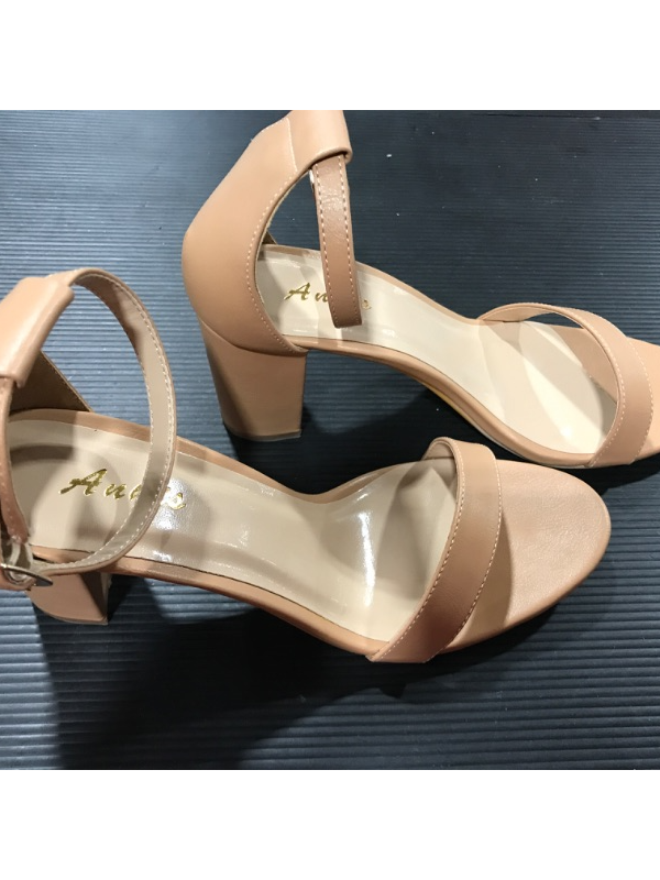 Photo 4 of [Size 9] Ankis Nude Heels for Women Open Toe Ankle Strap Chunky Heel Pump