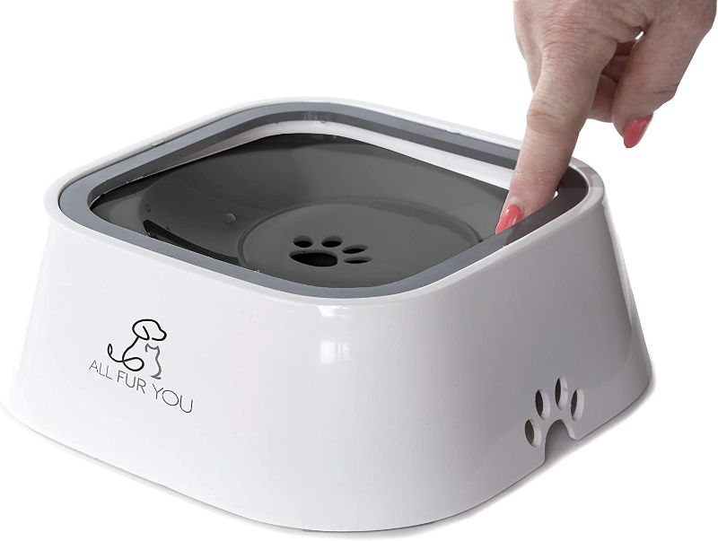 Photo 1 of All Fur You Dog Water Bowl Splash Proof Anti Spill Slow Feeder Dish Cat Water Bowl No Slip Dispenser 35oz (1L)