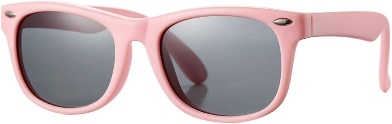 Photo 1 of COASION Kids Polarized Sunglasses TPEE Rubber Flexible Shades for Girls Boys Age 3-9 [ Pink Frame/Grey Lens]
