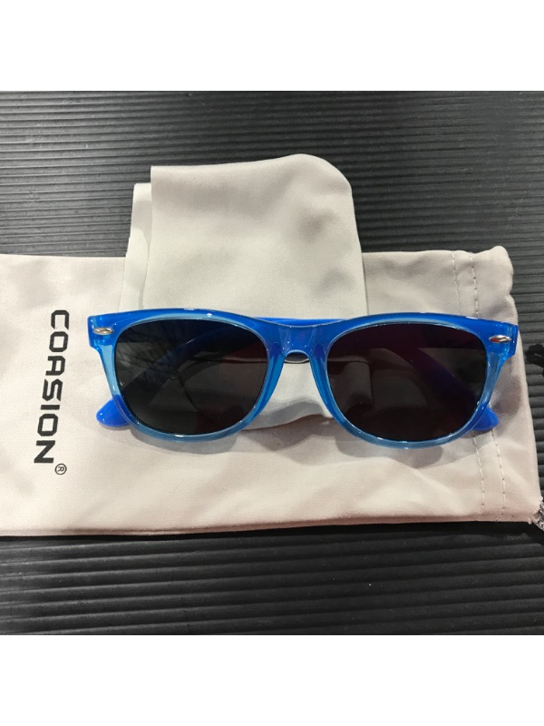 Photo 2 of COASION Kids Polarized Sunglasses TPEE Rubber Flexible Shades for Girls Boys Age 3-9 [Blue/ Grey Lenses]
