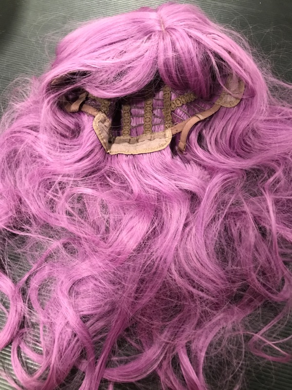 Photo 3 of AISI QUEENS Purple Wigs for Women Long Purple Wig with Bangs Purple Wavy Wigs Purple Synthetic Heat Resistant Wigs for Daily Party?26 inch?