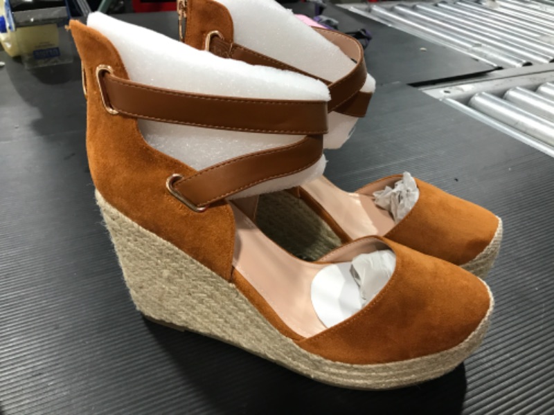 Photo 2 of [Size 8.5] PiePieBuy Womens Wedge Espadrille Ankle Strap Closed Cap Toe Platform Heeled Sandals