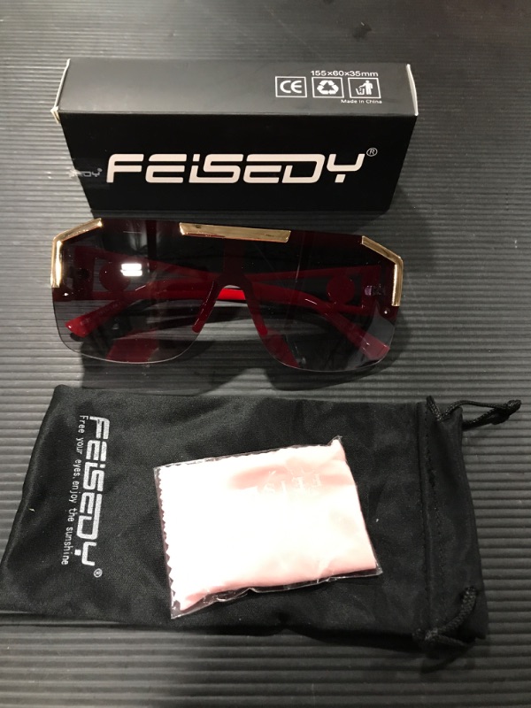 Photo 1 of FEISEDY Square Flat Top Shield Sunglasses