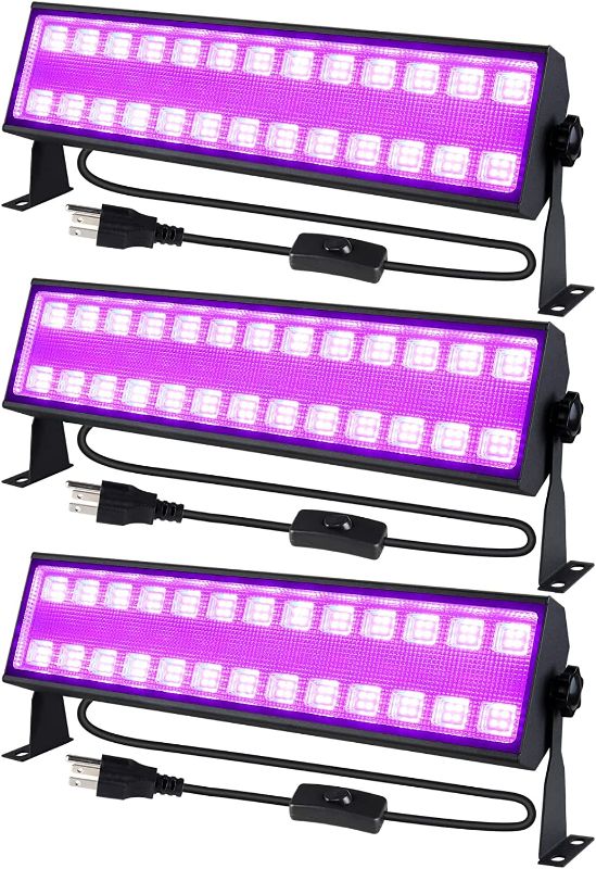 Photo 1 of 3 Pack Upgraded 100W Black Light Bar, Blacklight Flood Light with 104 LEDs Plug+Switch+5ft Power Cord