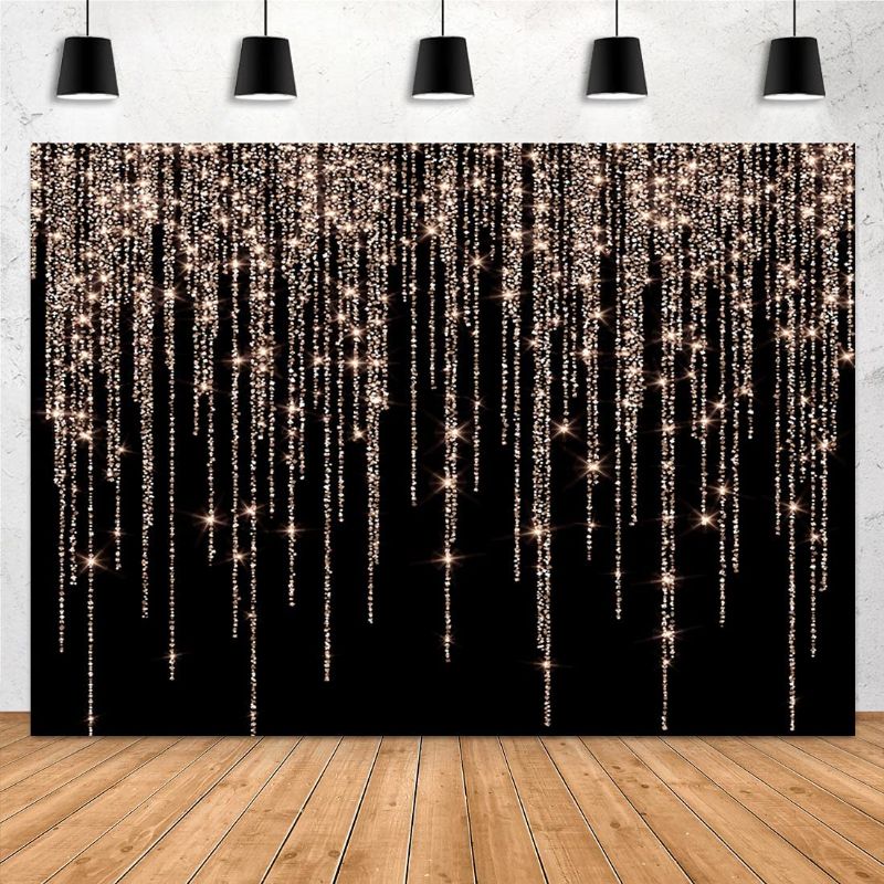 Photo 1 of  Glitter Rose Gold and Black Backdrop 5x3ft