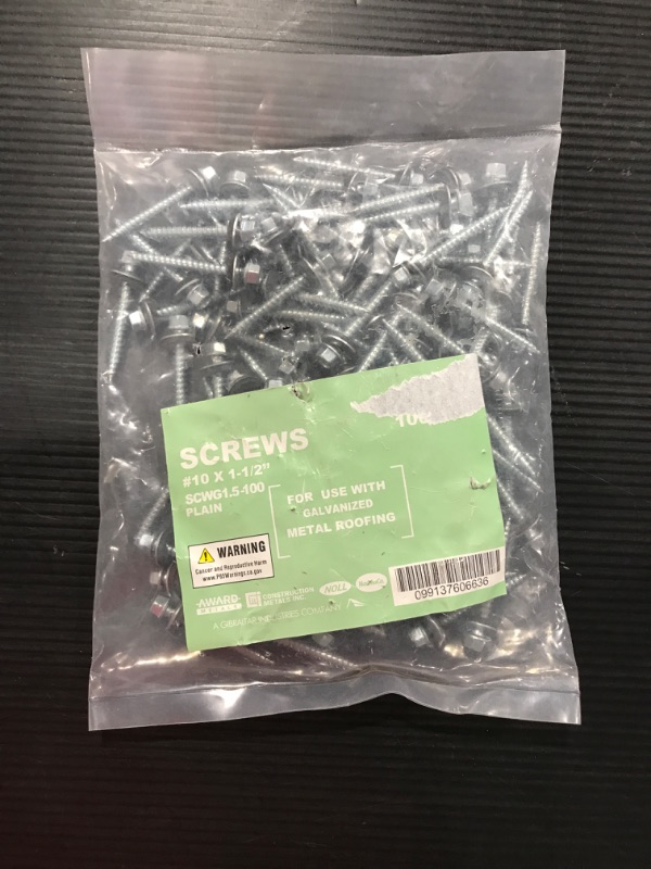 Photo 2 of 1-1/2 in. Wood Screw #10 Galvanized Hex-Head Roof Accessory (100-Piece/Bag)