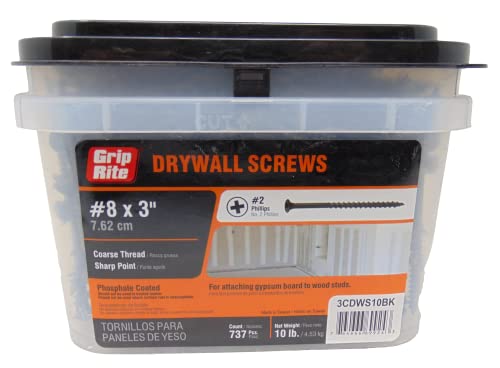 Photo 2 of #8 X 3" #2 Phillips Drive Bulk Drywall Screws 737 Count, 10lbs. 737PK [ACTUAL QTY UNKNOWN]