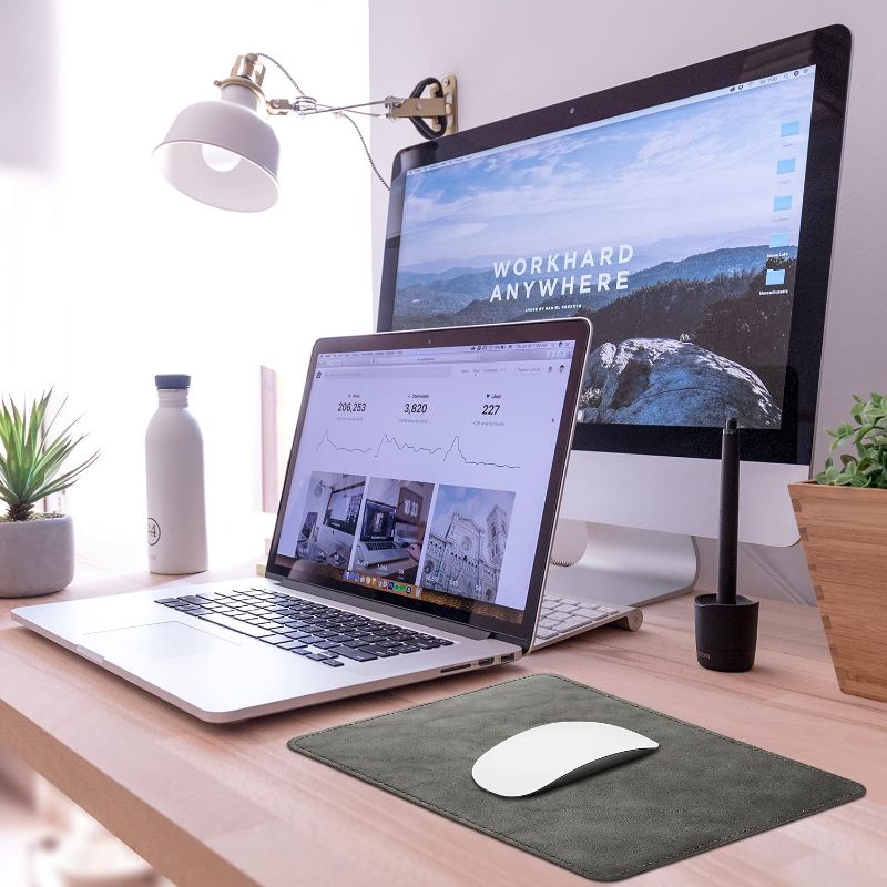 Photo 2 of PU Leather Mouse Pad with Stitched Edge Micro-Fiber Base with Non-Slip, Waterproof, Mouse Pad