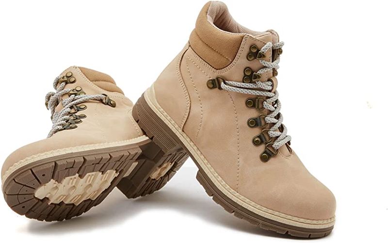 Photo 1 of [Size 7] Hiking Winter Snow Boots for Women, Fur Lined Ankle Boots Outdoor Trekking Shoes [Beige]