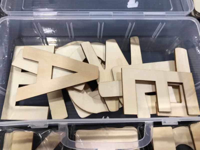Photo 2 of 4"  Wood Alphabet Letters for Crafts Wood Letters Sign Decoration Unfinished Wood Letters for Painting/Wall Decor/Letter Board/DIY