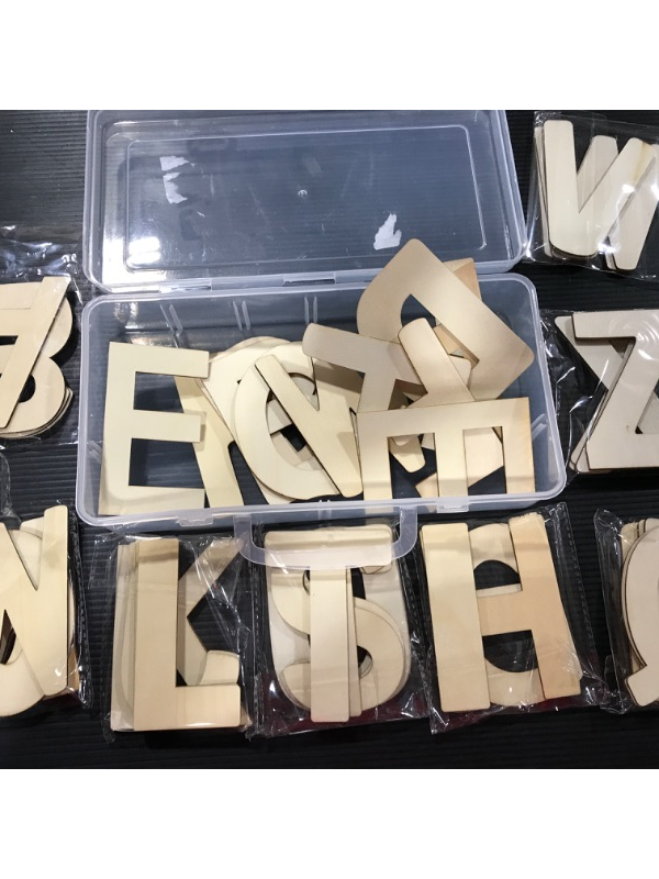 Photo 3 of 4"  Wood Alphabet Letters for Crafts Wood Letters Sign Decoration Unfinished Wood Letters for Painting/Wall Decor/Letter Board/DIY