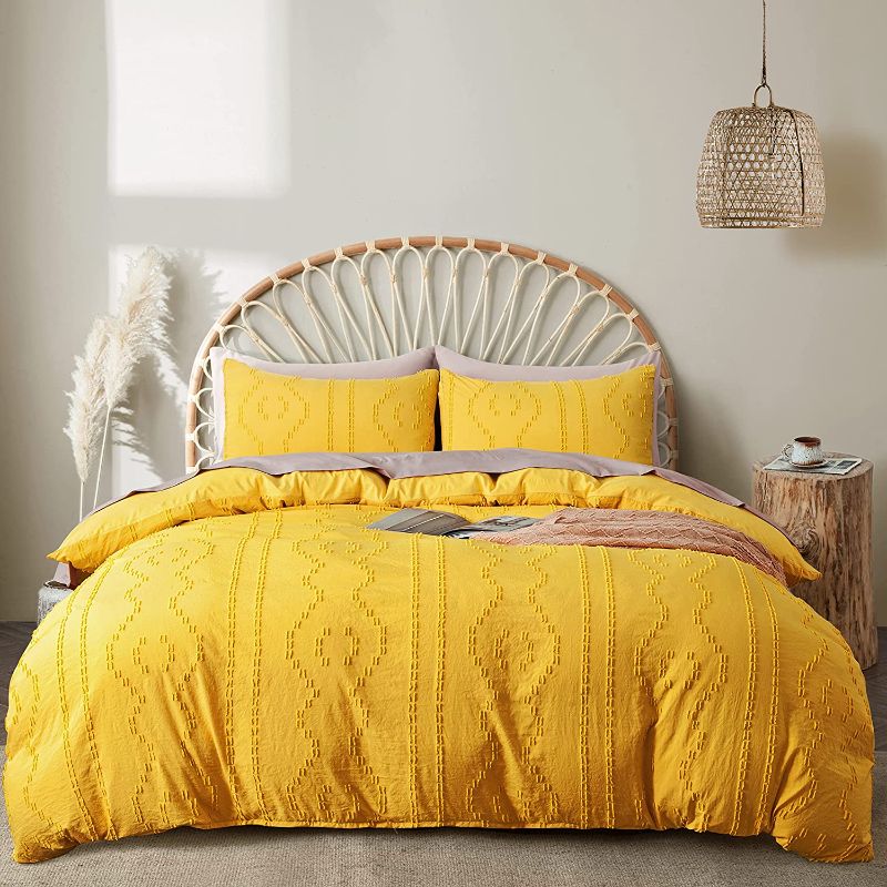 Photo 1 of [King] BEDAZZLED Duvet Cover100% Washed Microfiber Tufted Comforter Cover Set [Yellow]