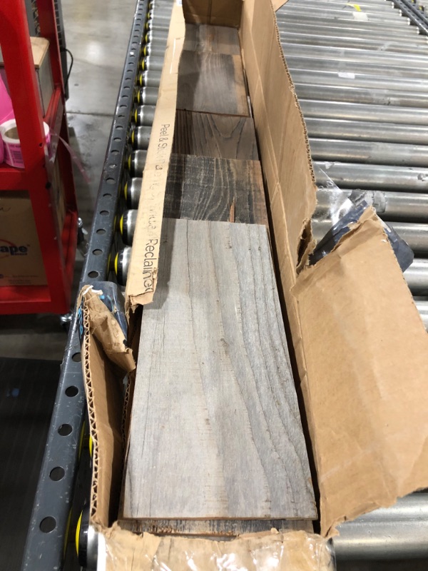 Photo 1 of   Wood Planks  Premium Set of 11 Wood Planks (19.5 sq. ft. per Box) Charcoal (Black) peel and stick 
