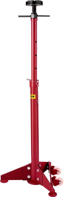 Photo 1 of Bestauto Underhoist Stand 3/4 Ton Capacity Pole Jack Heavy Duty Jack Stand Car Support Jack Lifting from 1.1 m to 1.8 m, Triangular Base, Two Wheels, Easy Adjustment, Automotive Support, Red
