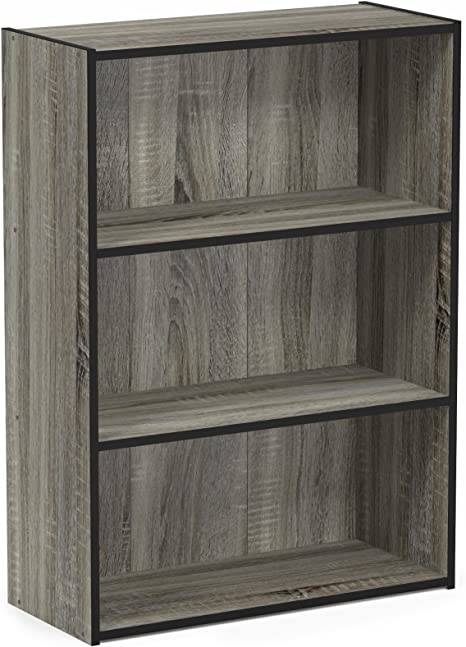 Photo 1 of Furinno Pasir 3-Tier Open Shelf Bookcase, French Oak Grey