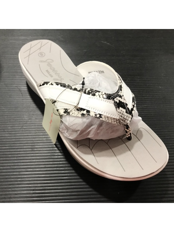 Photo 3 of [Size 8] Jeossy Women's 57 Flip Flops Thong Platform Cushion Sandals +Comfort [Snake/White] 