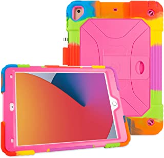 Photo 1 of iPad 10.2 Case 10.2 inch 2019 2020 Releases Case iPad 10.2 Case Kickstand Soft Silicone Shockproof Protective Case for Kids for iPad 7th 8th Generation 2019 2020 - Pink
