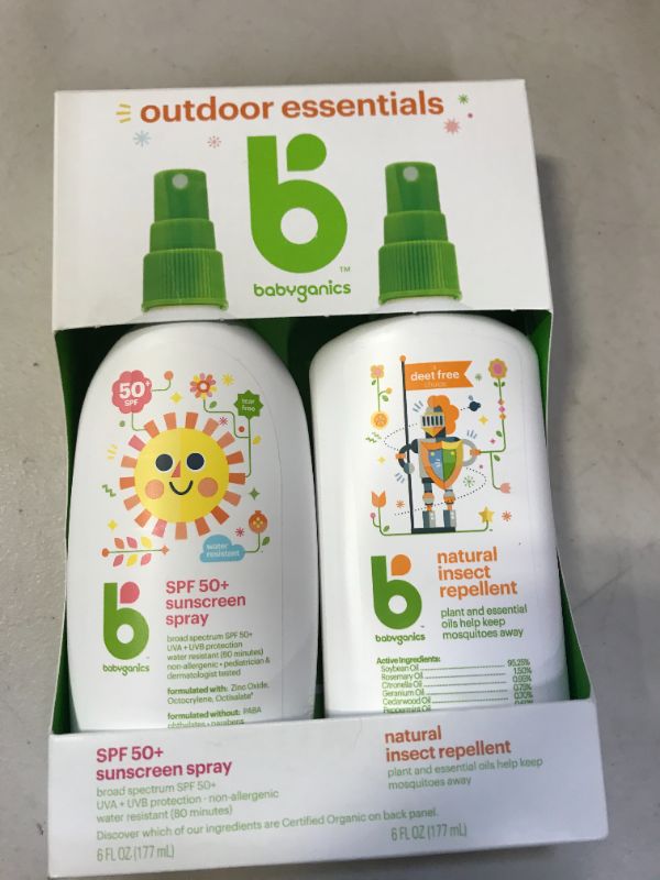 Photo 2 of Babyganics 50 SPF Baby Sunscreen Spray and Bug Spray | Octinoxate & Oxybenzone Free | DEET Free, 6oz each, Combo 2 Pack
