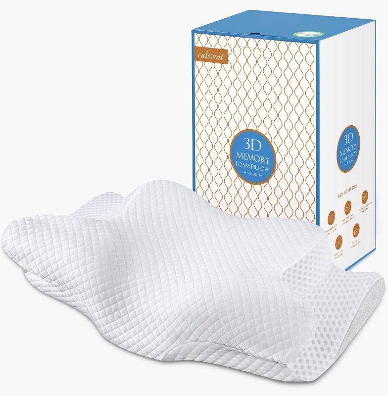 Photo 1 of Calevoit Adjustable Cervical Pillow for Neck Pain,Cervical Memory Foam Pillow,Odorless Pillows Pain Relief,Can Help with and Shoulder Relief,Detachable Pillowcase Protection Zipper