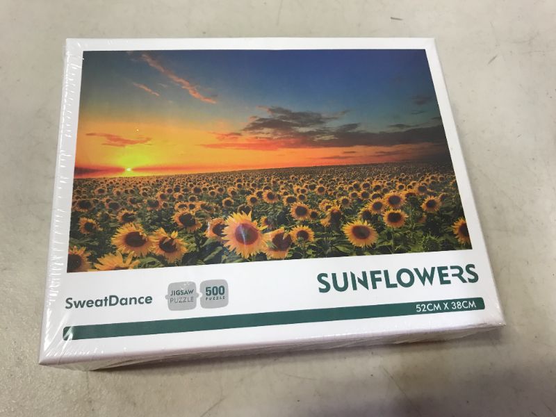 Photo 2 of SweatDance 500 Piece Jigsaw Puzzles for Adults-Sunflowers in The Fields- Puzzle Game
