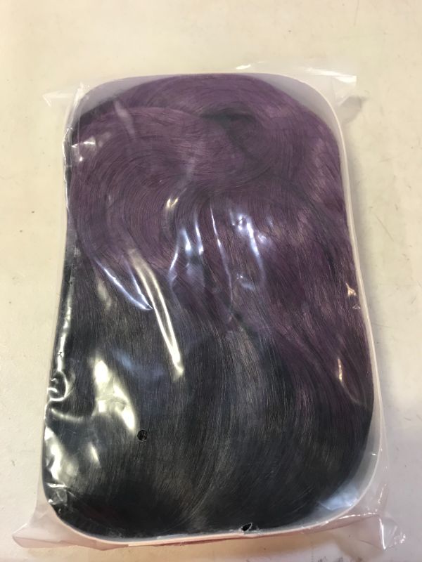 Photo 1 of BERON Long Wavy Wig Middle Part Curly Wig for Women Girls Heat Resistant Synthetic Cosplay Daily Wear Wig (Black to Taro Purple)
