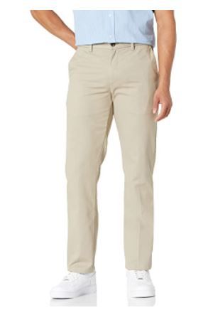 Photo 1 of Amazon Essentials Men's Slim-fit Wrinkle-Resistant Flat-Front Chino Pant Khaki Brown 35 x 32