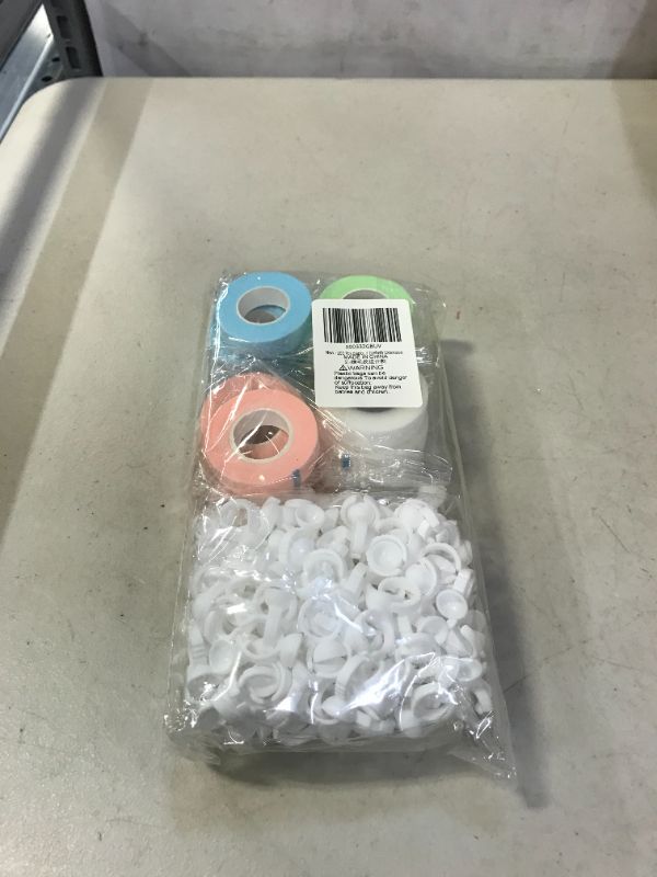 Photo 2 of 200 Pcs dispossible glue rings & 16 Rolls eyelash extension tapes,Breathable adhesive Fabric lash Tape,Micropore Medical Tape,Tattoo Glue Ring Holder, Disposable Pigment Ring Cup for Eyelash Extension
