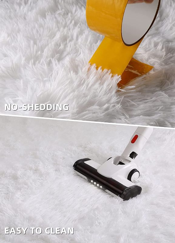 Photo 1 of Veken White Fluffy Rug for Bedroom, White Rug,Home Decor Nursery,Fur Shag Area Rug,Fuzzy Carpets for Girls Boys Kids Room, White Plush Rug,4x5.3 Feet