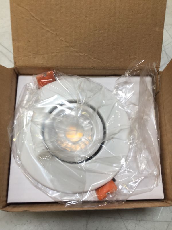 Photo 2 of JULLISON 3 Inch Gimbal LED Recessed Downlight with Junction Box, 120VAC, 7W, 600LM, 3000K Warm White, CRI>80, Dimmable Directional Ceiling Light, ETL Listed, Round White, Damp Location, 1 Pack
