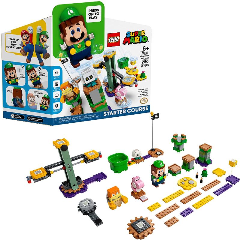Photo 1 of LEGO Super Mario Adventures with Luigi Starter Course 71387 Building Kit; Collectible Toy Playset for Creative Kids, New 2021 (280 Pieces, brand new factory sealed, box is damaged)