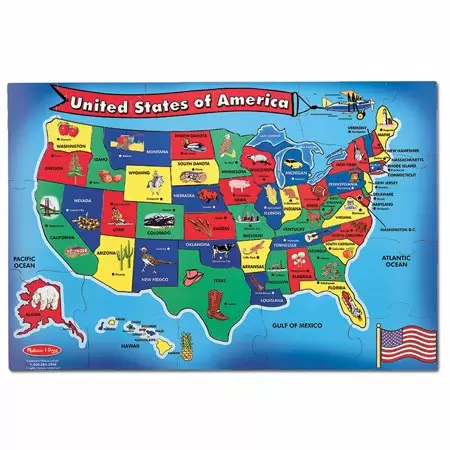 Photo 1 of Melissa & Doug USA Map Floor Puzzle (51 pcs, 2 x 3 feet)