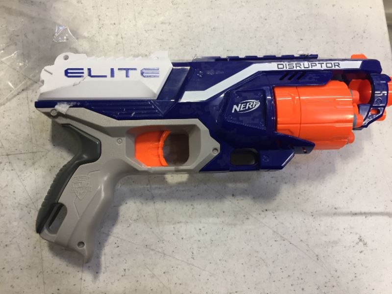 Photo 2 of NERF Disruptor Elite Blaster -- 6-Dart Rotating Drum, Slam Fire, Includes 6 Official Elite Darts