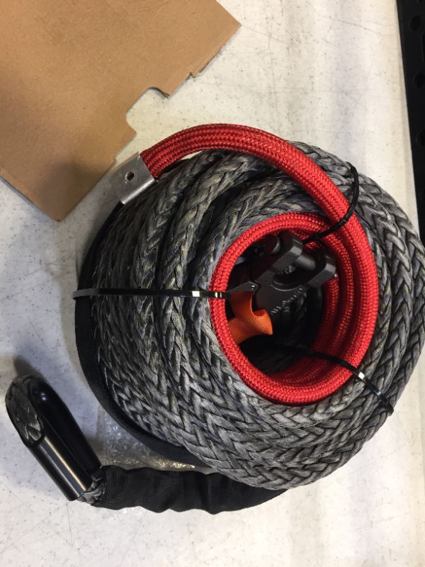 Photo 3 of ALL-TOP Synthetic Winch Rope Cable Kit: 9/16" x 76 ft 35000LBS Winch Line with Protective Sleeve + Forged Winch Hook + Safety Pull Strap go for 4WD Off Road Vehicle Truck SUV Jeep ATV UTV