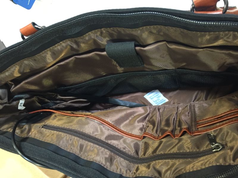 Photo 3 of Laptop Tote Bag for Women, USB Laptop Tote Bag, Teacher Bag, Waterproof Leather Laptop Bag Fit 15.6 Inch Laptop (Black Brown)