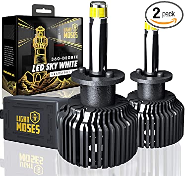 Photo 1 of Light Moses H1 LED Headlight Bulbs 360-Degree Premium 6,000K Sky White 12,000lm Super Bright 90W Headlight Conversion Kits
