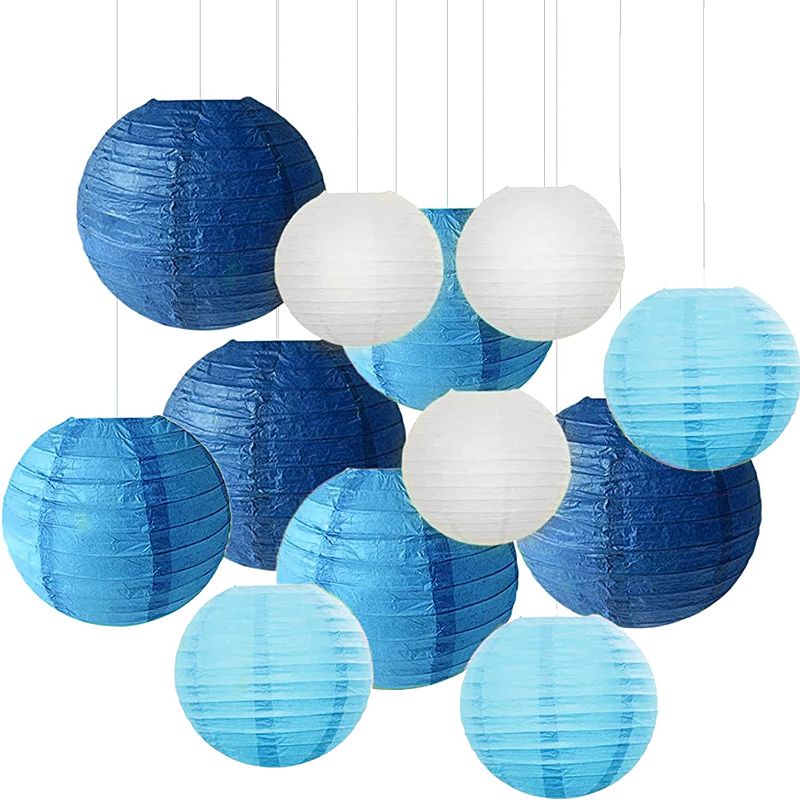 Photo 1 of 12PCS Paper Lanterns with Assorted Colors and Sizes Paper Lanterns Decorative,Chinese/Japanese Paper Hanging Decorations Ball Lanterns Lamps for Home Decor, Parties, and Weddings (Blue)
