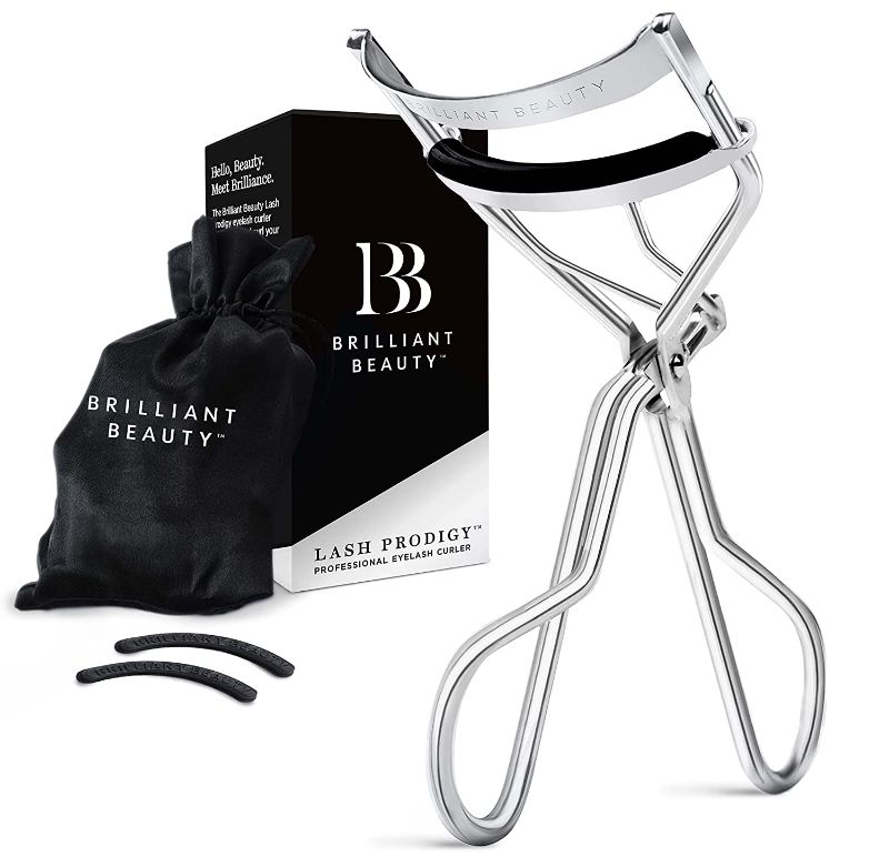 Photo 1 of Brilliant Beauty Eyelash Curler with Satin Bag and Refill Pads - Award Winning - No Pinching, Just Dramatically Curled Eyelashes and Lash Line in Seconds - Get Gorgeous Eye Lashes Now (Platinum)
