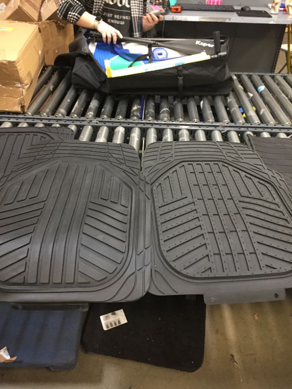 Photo 3 of Amazon Basics 4-Piece All-Weather Protection Heavy Duty Rubber Floor Mats Set with Cargo Liner for Cars, SUVs, and Trucks?Black,Universal Trim to Fit
