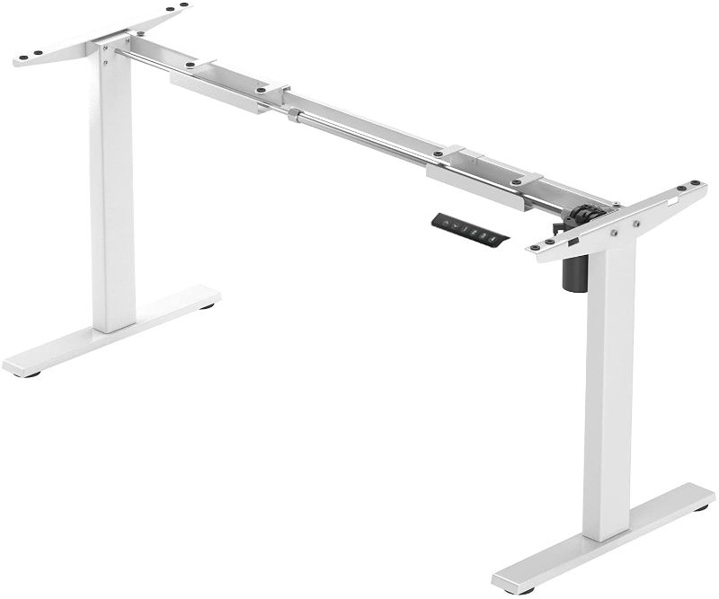 Photo 1 of Standing Desk Frame - Adjustable Height and Width - Stand up Desk Base - Suites Tops from 42"x30" to 60"x30"- FLT-20 White
