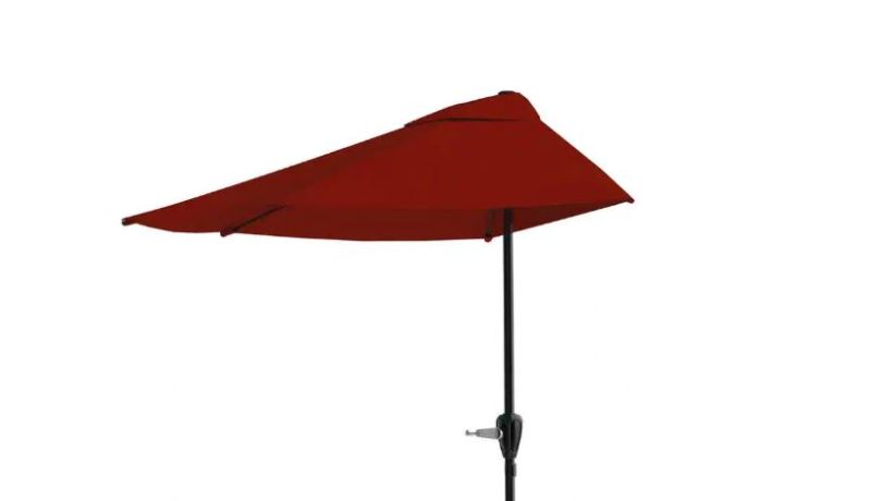 Photo 1 of 9-Foot Treasure Garden (Model 920) Push Button-Tilt Market Umbrella with Bronze Frame and Obravia2 Fabric: Red
