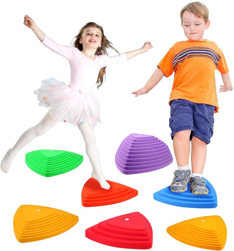 Photo 1 of Gentle Monster Stepping Stones for Kids, Set of 6 Pcs for Balance with Non-Slip Bottom - Exercise Coordination and Stability, Perfect Indoor and Outdoor Play Equipment for Kids, Unique Birthday Gift…
