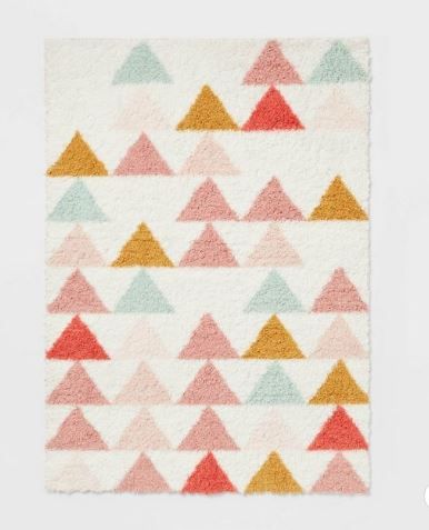 Photo 1 of 5'x7' Triangle Shag Rug Pink/Mint - Pillowfort
