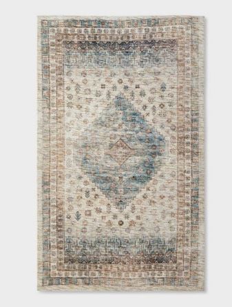 Photo 1 of 3'x5' Light Distressed Diamond Persian Style Rug Neutral - Threshold designed wi
