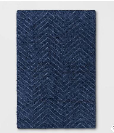 Photo 1 of 4'x6' Tufted Cotton Chevron Rug Navy - Pillowfort
