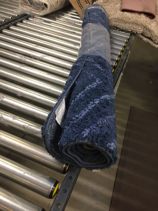 Photo 2 of 4'x6' Tufted Cotton Chevron Rug Navy - Pillowfort
